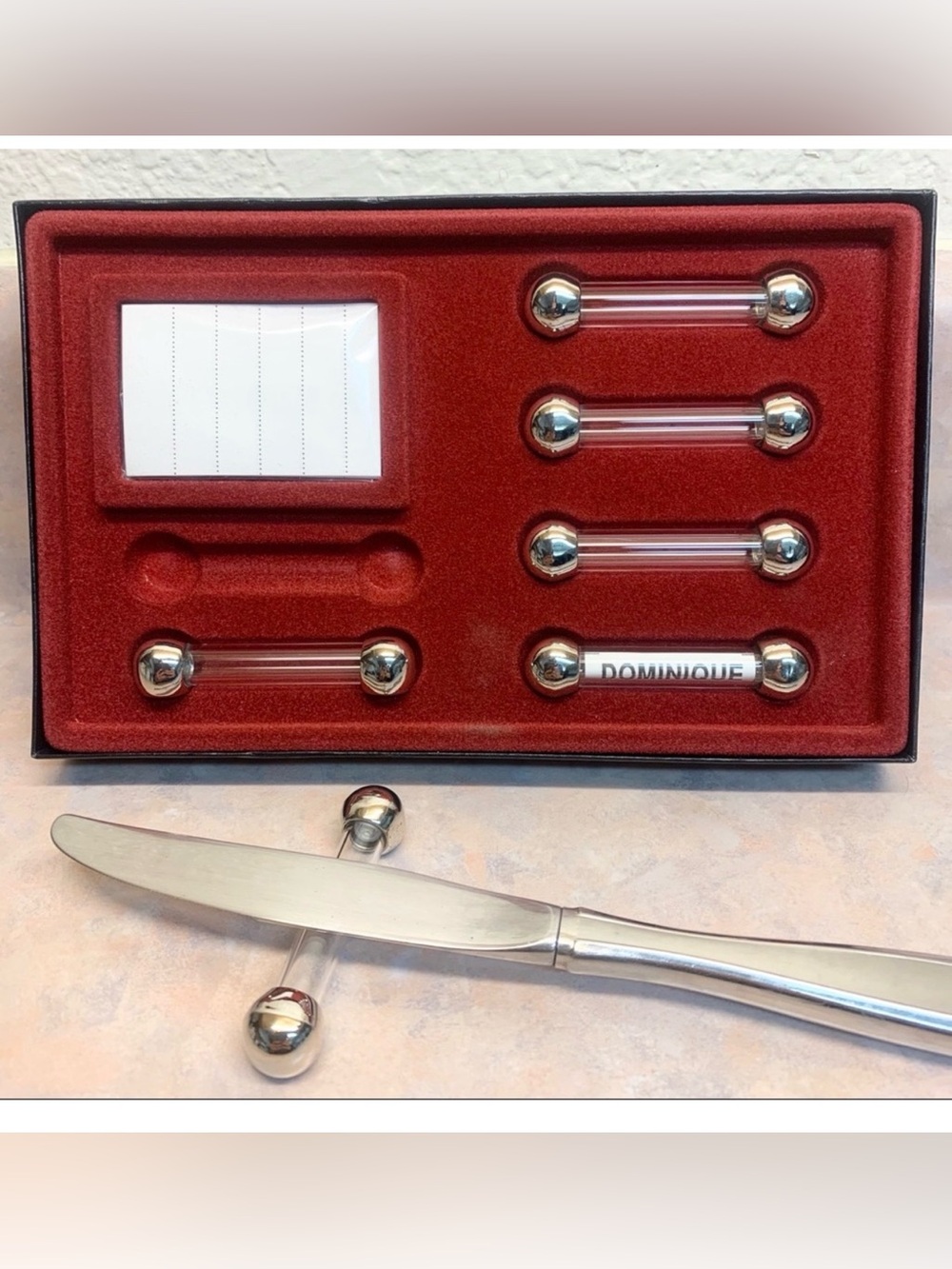 NEW 6 PACK EVENT PARTY PLANNING GUEST TABLE TAGS MARKERS/TABLE KNIFE REST